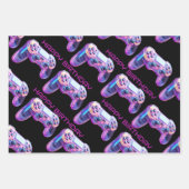 Gamer party game controller roze gelukkige verjaar inpakpapier vel (Voorkant 2)