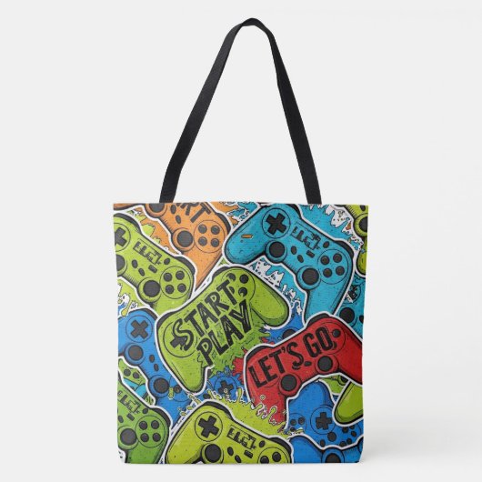 Gamer Patroon Boodschappentas Tote Bag (Voorkant)