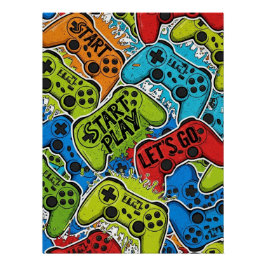 Gamer Patroon Glanzende Poster