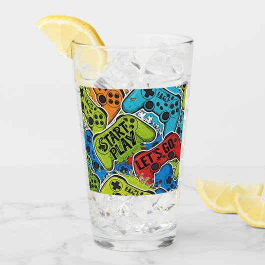 Gamer Patroon Glas Cup (Voorkant ijs)