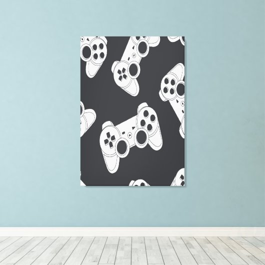 Gamer Pattern ArtWork Canvas Afdruk (Insitu (Houten vloer))