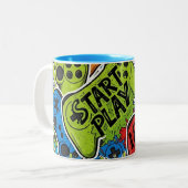 Gamer Pattern Coffee Mug Tweekleurige Koffiemok (Voorkant links)