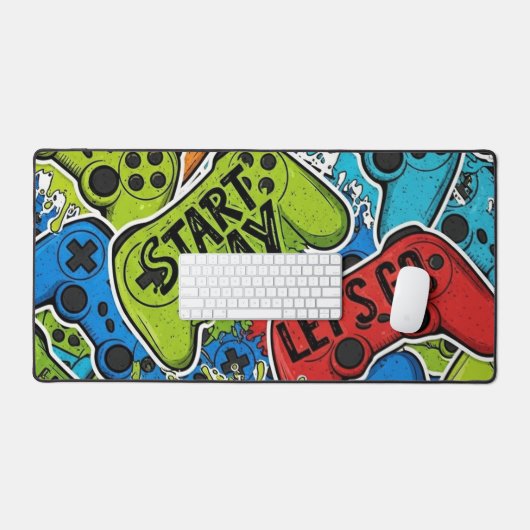 Gamer Pattern Desk Mat (Keyboard & Muis)