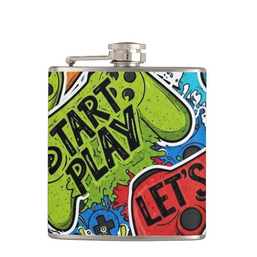 Gamer Pattern Flask Heupfles (Voorkant)