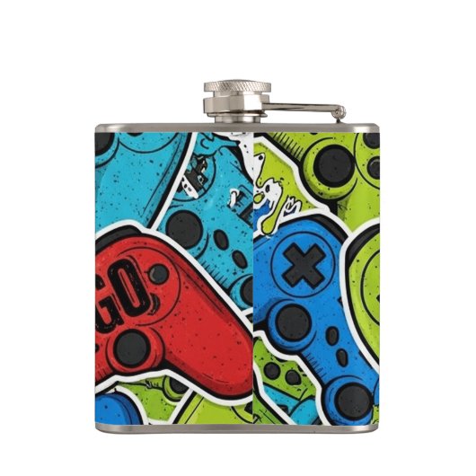 Gamer Pattern Flask Heupfles (Achterkant)