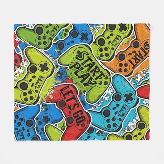 Gamer Pattern Fleece Blanket (Voorkant (Horizontaal))