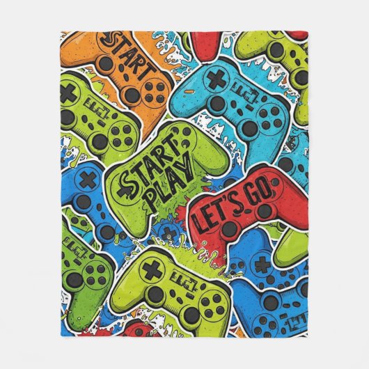 Gamer Pattern Fleece Blanket Deken (Voorkant)