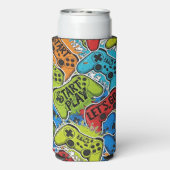 Gamer Pattern Foam Can/Bottle Cooler (Seltzer Achterkant)