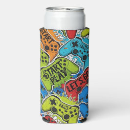 Gamer Pattern Foam Can/Bottle Cooler