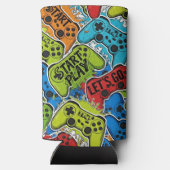 Gamer Pattern Foam Can/Bottle Cooler (Achterkant)