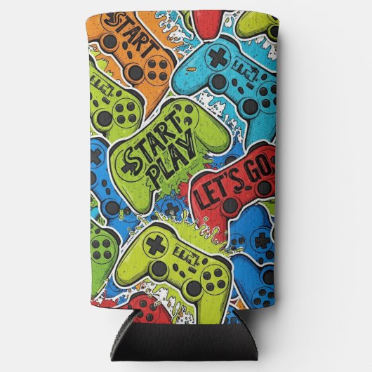 Gamer Pattern Foam Can/Bottle Cooler (Voorkant)