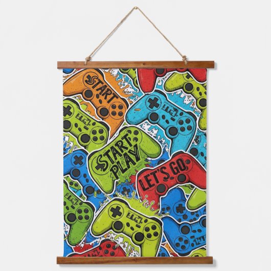 Gamer Pattern Hangend Wandkleed (Voorkant)