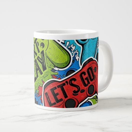 Gamer Pattern Jumbo Specialty Mug Grote Koffiekop (Voorkant rechts)