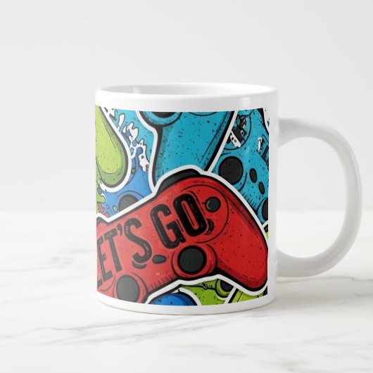 Gamer Pattern Jumbo Specialty Mug Grote Koffiekop (Rechts)