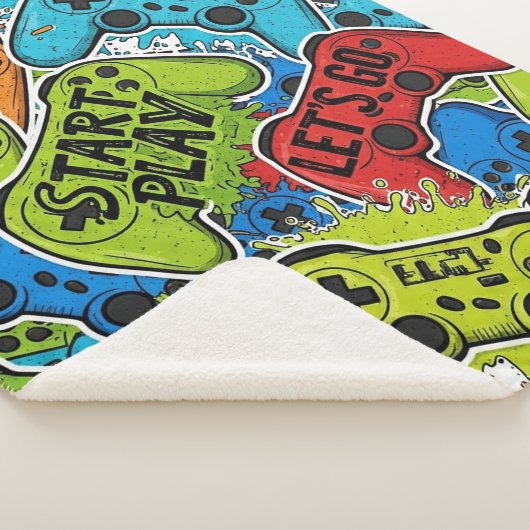 Gamer Pattern Sherpa Blanket Deken (3/4)