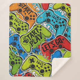 Gamer Pattern Sherpa Blanket Sherpa Deken