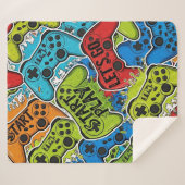 Gamer Pattern Sherpa Blanket Sherpa Deken (Voorkant (horizontaal))