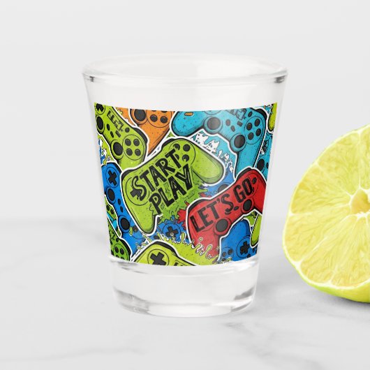 Gamer Pattern Shotglas Shot Glas (Voorkant)