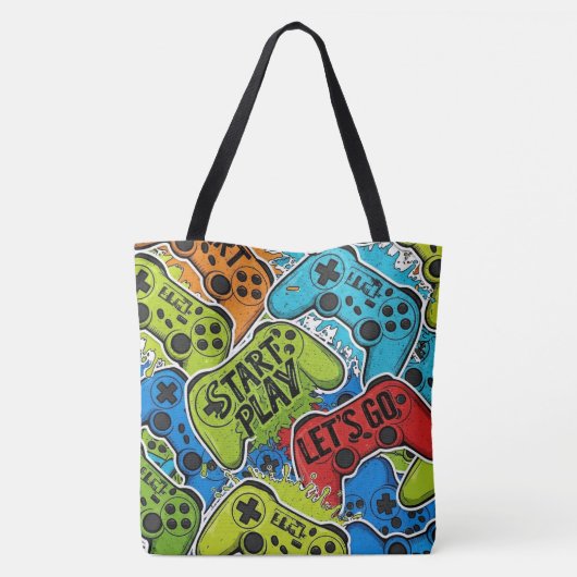 Gamer Pattern Tote Bag (Achterkant)