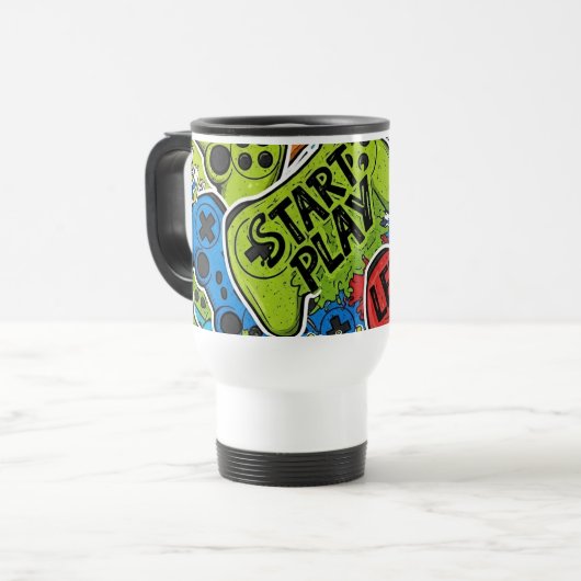 Gamer Pattern Travel/Commuter Mug Reisbeker (Voorkant links)