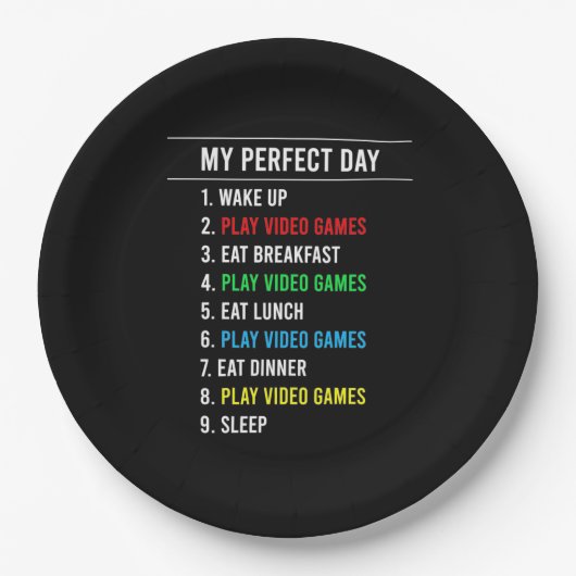 Gamer Perfect Day Papieren Bordje (Voorkant)