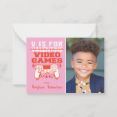 Gamer Photo Classroom Valentines Day Card Notitiekaartje (Voorkant)