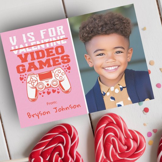 Gamer Photo Classroom Valentines Day Card Notitiekaartje