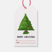 Gamer Pixel 8-bits kerstboom cadeau Label Cadeaulabel (Voorkant)