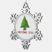 Gamer Pixel 8-bits kerstboom vakantie Ornament (Rechts)