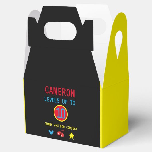 Gamer Pixel Arcade level tot 10e verjaardag Bedankdoosjes (Geopend)