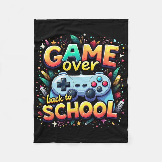 Gamer Pixel Game Over Student Ck Naar School  Fleece Deken (Voorkant)