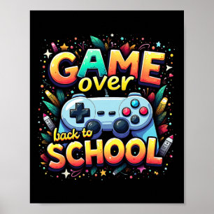 Gamer Pixel Game Over Student Terug naar school  Poster