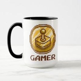 Gamer Pixel Joystick Embleem - Retro Gaming Mok