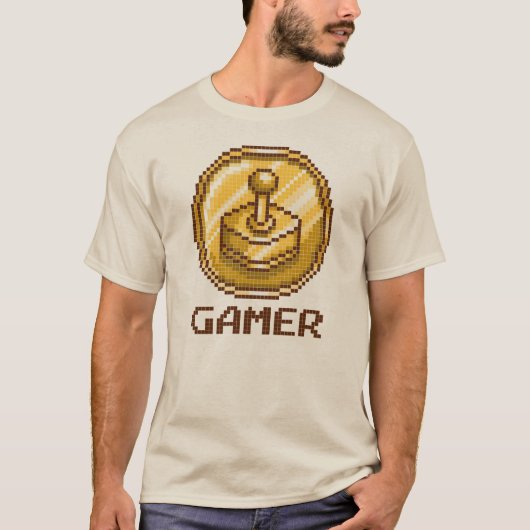 Gamer Pixel Joystick Embleem - Retro Gaming T-shirt (Voorkant)