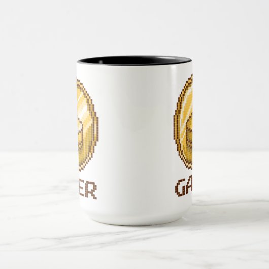 Gamer Pixel Joystick Emblem - Retro Gaming Mok (Midden)