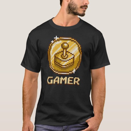 Gamer Pixel Joystick Emblem Vivid - Retro Gaming T-shirt (Voorkant)