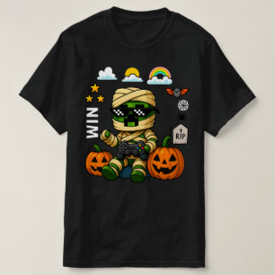 Gamer Pixel Pompoen Mummie Mannen Kinderen Jongen  T-shirt