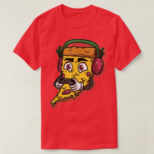 Gamer Pizza Video Games Gaming Controller Console T-shirt (Design voorkant)
