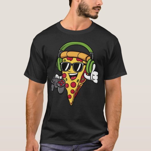 Gamer Pizza Video Gaming Funny Video Gamer Pizza L T-shirt (Voorkant)