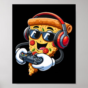 Gamer Pizza Videospel Jongen Enthousiast Gamer Tie Poster