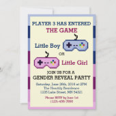 Gamer Player 3 Gender onthullen Baby shower uitnod Kaart (Voorkant)