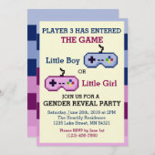 Gamer Player 3 Gender onthullen Baby shower uitnod Kaart (Voorkant / Achterkant)
