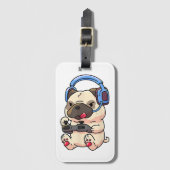 Gamer Pug Gaming Dogs Video Game Gift Ideeën Bagagelabel (Voorkant (verticaal))