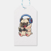 Gamer Pug Gaming Dogs Video Game Gift Ideeën Cadeaulabel (Achterkant)