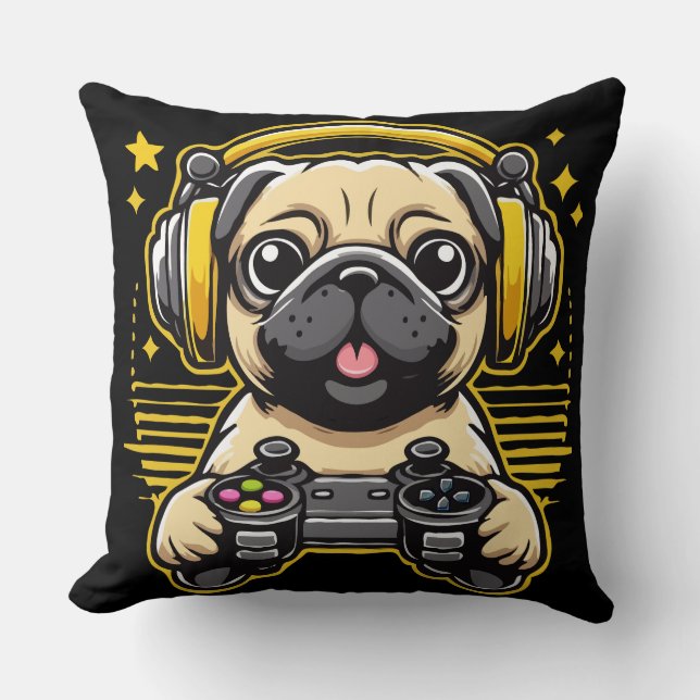 Gamer Pug Gaming Pugs Video Game Gift Kussen (Voorkant)