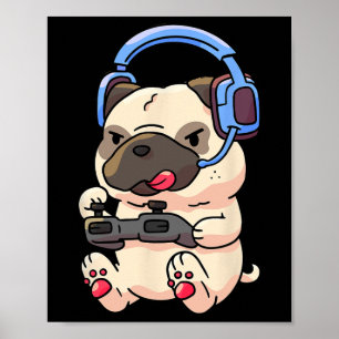Gamer Pug Gaming Pugs Videospel Cadeau Poster