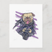 Gamer Pug Ninja Neon Bekijk Tiener graphics Gift C Briefkaart (Voorkant)