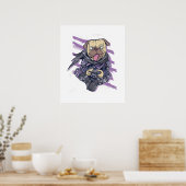 Gamer Pug Ninja Neon Look Tiener Grafische Gift Co Poster (Keuken)