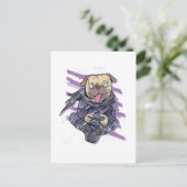 Gamer Pug Ninja Neon Look Tiener Grafische Gift Ko Briefkaart (Staand voorkant)
