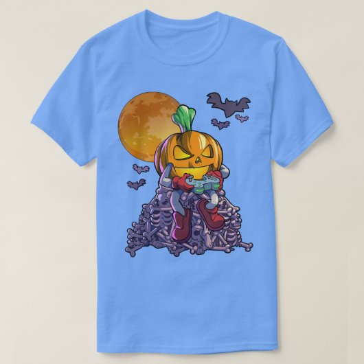 Gamer Pumpkin Jack O Lanten Video Game Hall T-shirt (Design voorkant)